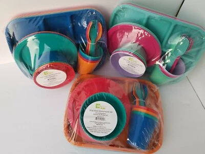New Kids Dinnerware Set 4 Plates, 4 Bowls 4 Cups 4 Forks, 4 trays, 4 Spoons=24Pc - Image 1 of 4