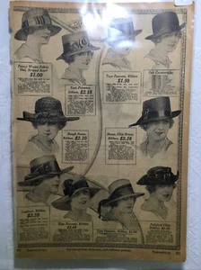 1918 Antique Montgomery Ward Catalog Page Millinery Hats Trimming - Picture 1 of 3