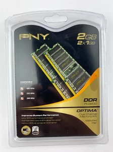 PNY MD2048KD1-400 Optima Matched Pair 2GB 2X1GB Dual Channel Memory Kit - Picture 1 of 2