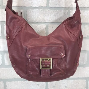 Stone Mountain Red Leather Hobo Shoulder Handbag Purse Semi Adjustable Strap - Picture 1 of 19
