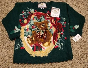 ⛄ De Colección Tiara Petites Oso de Peluche Navidad Suéter Verde Niño Pequeño Talla Med 5/6 96 - Imagen 1 de 18