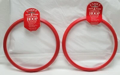 Lot of 2 Westex 8" Round Red Embroidery Plastic Hoops For Stitching Cross Stitch - Image 1 of 4