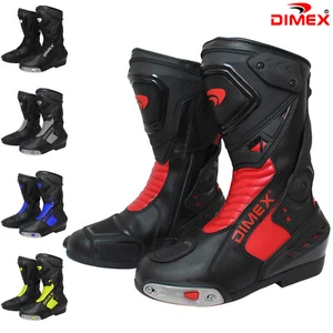 Mens Motorcycle Long Boots Water Resistant Leather Motorbike CE Armoured UK Size - Picture 1 of 31