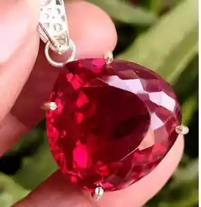 Colgante de rubí rojo certificado natural A+ 35 quilates+ piedras preciosas sueltas GK plata maciza 925 - Imagen 1 de 6