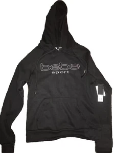 bebe sport Women's Embroidered Logo Pullover Hoodie Jacket Black Size Small NEW - Picture 1 of 3