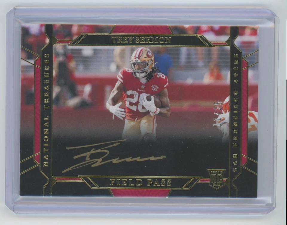 2021 PANINI NATIONAL TREASURES TREY SERMON Rookie Auto /25 #FP-TS FIELD PASS - Image 1 of 2