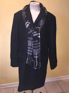Mens Structure Black Winter Wool Blend Peacoat Size M Scarf NWT long coat - Picture 1 of 10