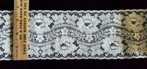 Vintage/Antique Ecru, Insertion Cotton Leavers Lace, 3 Yards - Picture 1 of 1