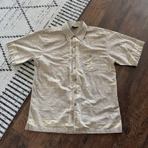 Vintage Sideout Button Up Shirt Men’s Large Biege Sand Hawaiian Check Skate Y2K - Picture 1 of 13
