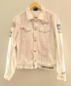 Vtg Y2K Diesel Racing Le Speed aFreak Patch Jean Jacket White Medium - Picture 1 of 14