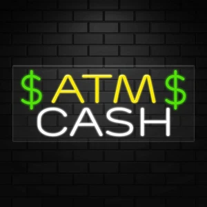 ATM Cash Sign for Business Displays | LED Flex Neon | 32"W x 13"H x 1"D - Picture 1 of 5