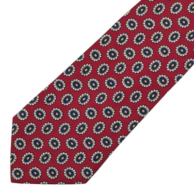 Brooks Brothers мужской винтажный шелковый галстук красный темно-синий фуляр цветочный медальон - Изображение 1 из 4