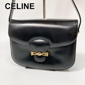 CELINE Shoulder Bag, Carriage Hardware, Box Calf, Stylish, From Japan, y7390 - Picture 1 of 18