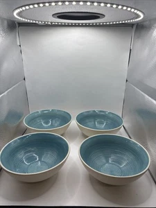 Sango Riva Teal 4657 Cereal Soup Bowls 6.5” Set Of 4 - Picture 1 of 11