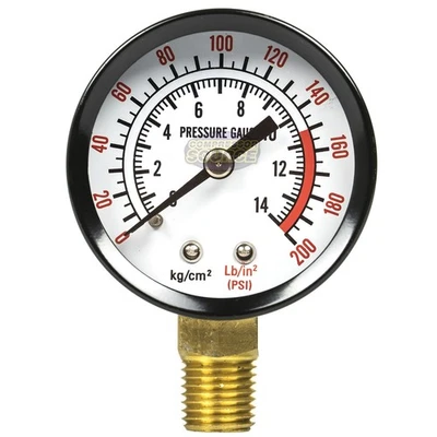 Rolair 200 PSI Air Compressor Gauge GA0250200GC Side Mount Replacement 1/4" - Image 1 of 4