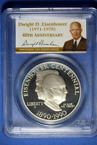1990 P PCGS PR69 DCAM Eisenhower Centennial Commemorative Silver Dollar #B50694 - Picture 1 of 2