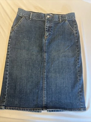 Gap Midi Jean Pencil Skirt Stretch Blue Denim Medium Wash Women Size 10 - Image 1 of 4