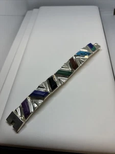 sterling silver multi colored stone bracelet - Picture 1 of 1