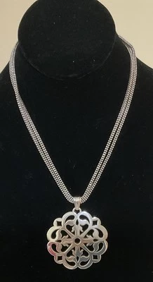 NWT BRIGHTON FERRARA MEDALLION SILVER DISC CONVERTIBLE PENDANT NECKLACE MSRP $88 - Image 1 of 4