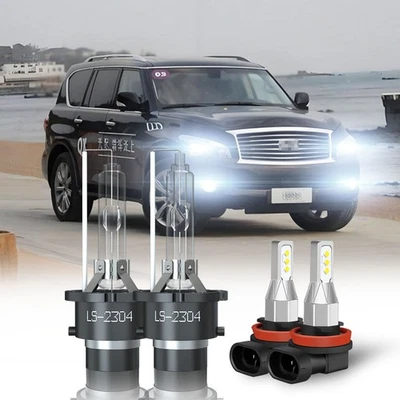 For Infiniti QX56 2011 2012 2013 Front HID Headlight High/Low Fog Light Bulbs - Image 1 of 4