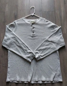 Vintage - Eddie Bauer - Henley Mens Large Long Sleeve - Old Stock Oatmeal - Picture 1 of 14