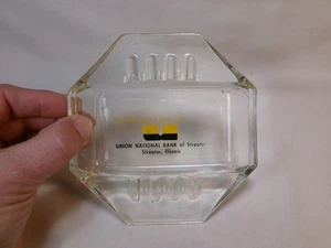 Vintage Union National Bank of Streator Advertising Glass Ashtray - Picture 1 of 3