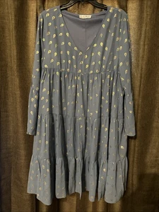 Perfekt Priscilla blau mit Blattgold fließendes Kleid 1XL SEHR GUTER ZUSTAND - Bild 1 von 3
