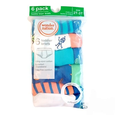 Wonder Nation 6 pares de calzoncillos ropa interior para niños 2T/3T-espacio-cohete-alien-planeta Foto 1 de 3