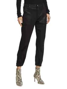 7 For All Mankind 7N732352 Black Slim Coated Denim Ankle Zip Joggers, 30R - $248 - Picture 1 of 12