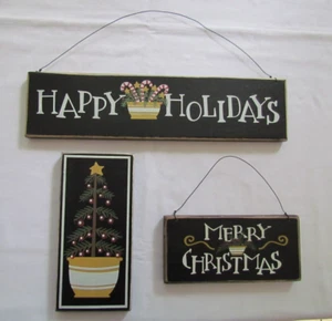 Yellowware Bowl Christmas Primitive Signs LOT SET 3pc Holiday Feather Tree NEW - Picture 1 of 8