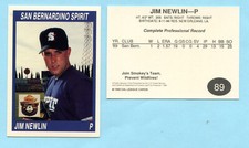 1990 Cal League Cards- San Bernardino Spirit- Jim Newlin- Box 186