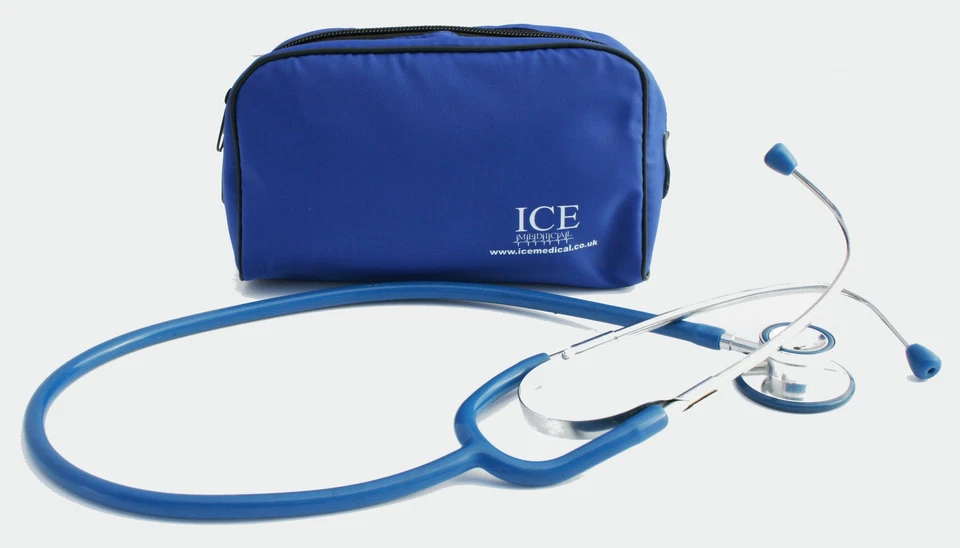 ICE Medical Blue Dual Head Stethoscope With Blue Bag - Doctor Student Nurse Vets