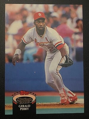 Gerald Perry 1992 Topps Stadium Club #338 Var: “C” in copyright on back - Image 1 of 2