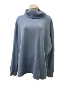 Women’s GAP Waffle Knit Blue Turtleneck Pullover Knit Sweater XL TALL - Picture 1 of 9