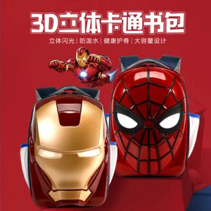 Marvel Spider-man Iron Man 3D LED Eyes Kids Backpack Schoolbag PVC ABS Satchel - Picture 1 of 17