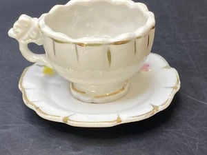 Vintage Miniature Demitasse Floral Tea Cup & Saucer Occupied Japan - Picture 1 of 16