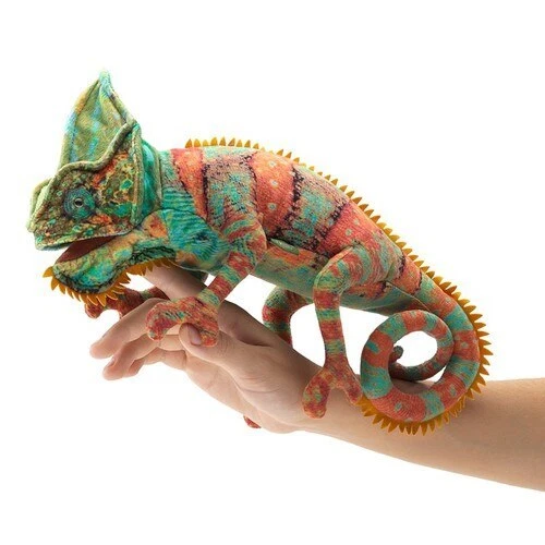 PLUSH SOFT TOY Folkmanis 3153 Small Chameleon Lizard Hand Puppet