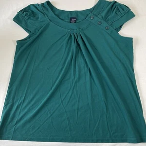 Basic Editions Shirt Women's Plus Size 1X Green Short Sleeve Top - Picture 1 of 10
