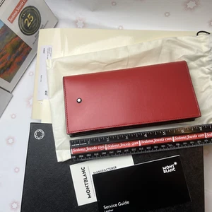 $555 MSRP - MEISTERSTÜCK Montblanc Red Long Wallet 15cc Black Red 129682 - Picture 1 of 11