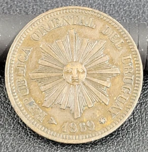 Uruguay - 2 Centesimos - 1869 H - Bronze - KM# 12 - Picture 1 of 2