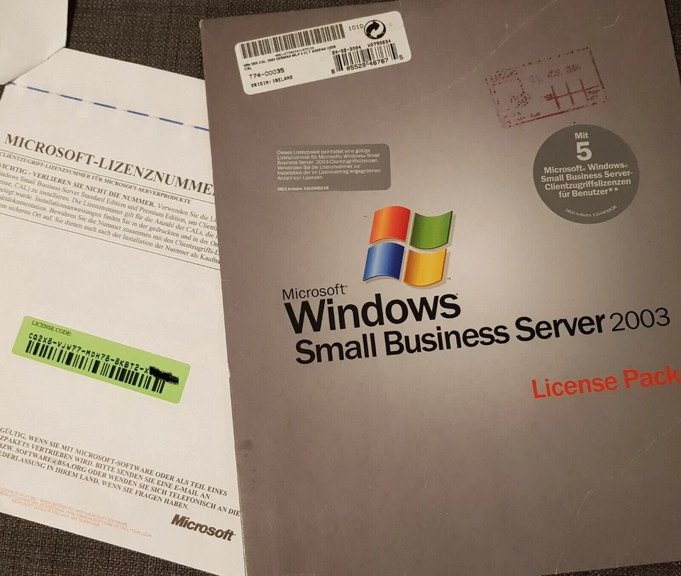 5 Microsoft Windows Small Business Server 2003, User Cals, Deutsch T74-00035 - Bild 1 von 1