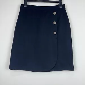 Marks & Spencer Skirt Black Stretch Mock Wrap M&S Size Womens New Size 8 Reg - Picture 1 of 11