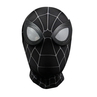 Venom Spiderman Hood Peter Parker Black Balaclava Mask Cosplay Superhero Props - Image 1 of 4