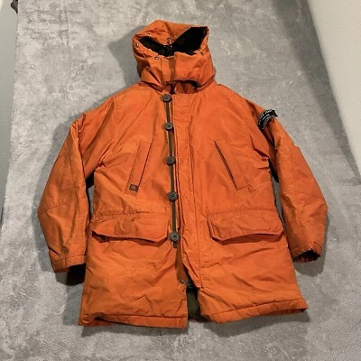 Винтажный Nautica вниз парка взрослых маленький оранжевый тип N-2 военного стиля с капюшоном - Изображение 1 из 4