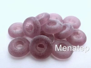 50 cuentas de donut de vidrio checo de 8 x 2,5 mm: mate - amatista - Imagen 1 de 1