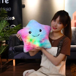 LED Luminous Light Pillow Smile Star Throw Pillows Glow Plush Waist Cushion UK~ - Picture 1 of 7