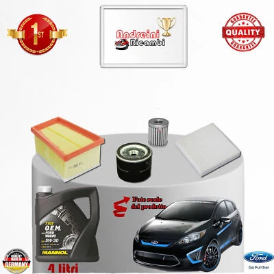 KIT TAGLIANDO FILTRI + OLIO FORD FIESTA VI 1.4 GPL / LPG 71KW 96CV DAL 2009 ->