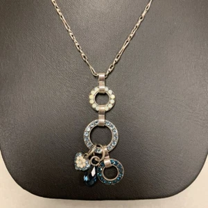 Mariana Opaline Shades of Blue Crystal Circles Charm Pendant Necklace 31" - Picture 1 of 6