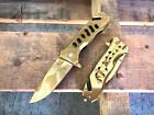 6.5" Gold Tactical Rescue Survival Spring Assisted Open Folding Pocket Knife