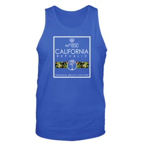 The Golden State California Republic Cali Life Floral Palm Tree Graphic Tank Top - Picture 1 of 7